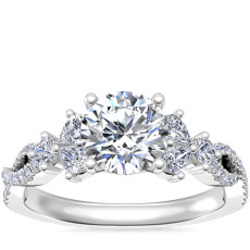 Romantic Twist Diamond Pear Accent Engagement Ring in 14k White Gold (1/4 ct. tw.)